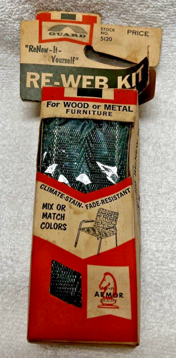 Vintage Guard Lawn Furniture Re-Webbing MIP Dark Green w Silver 2 1/4&quot;  ... - $14.36