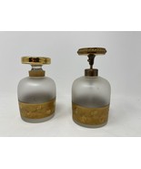 Vintage MCM Irving W Rice Co Frosted Glass Gold Vines Perfume Bottle &amp; A... - $84.95 CAD