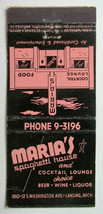 Maria&#39;s Spaghetti House - Lansing, Michigan Restaurant 30 Strike Matchbook Cover - £1.58 GBP