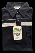 Morro Bay Vintage New Shirt Black 70&#39;s New Tags L Large Poly Cotton Whit... - $20.00