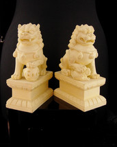 Pair Foo Dog bookends - vintage mythical protectors - chinese guardian l... - £115.90 GBP