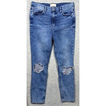 Free People Jeans 32 R Distressed Skinny Women&#39;s Denim Pants Blue - $454.55 MXN