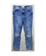 Free People Jeans 32 R Distressed Skinny Women&#39;s Denim Pants Blue - $24.28