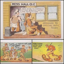 3 Vintage Military Humor Comic Postcards Mess Hall One Ton Boots Air Mail - £12.36 GBP