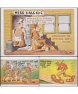 3 Vintage Military Humor Comic Postcards Mess Hall One Ton Boots Air Mail - £12.15 GBP