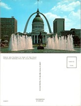 Missouri St. Louis Old Court House &amp; Gateway Arch Fountain Vintage Postcard - £7.63 GBP