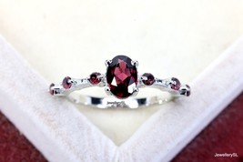 Natural Seven Garnet Ring, January birthstone ring, 14K Gold/Silver jewelry, - £28.13 GBP