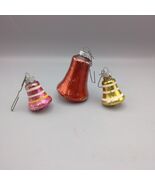 3 VTG Bells Ornament SHINY BRITE Christmas Mercury Glass Pink Yellow 2&quot; ... - $542.67 MXN
