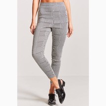 FOREVER 21 Black White Knit Pants Tapered Ankle Juniors Sz L Hounds-tooth Plaid - £11.22 GBP