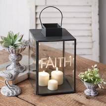 Faith Lantern in black metal and Glass - £29.89 GBP