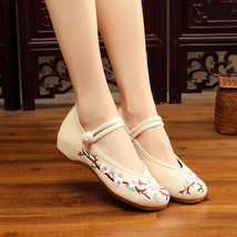 New Spring Plum Flower Embroidered Woman Casual Cotton Shoes Old Beijing Style B - £21.04 GBP