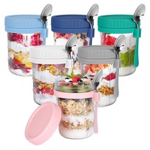 6 Pack Overnight Oats Containers With Lids And Spoons, 16 Oz Glass Mason Overnig - £27.60 GBP