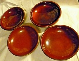 4 Japan Red &amp; Black Lacquered Hand Painted Wood Bowls 5 7/&quot;8 - £42.83 GBP