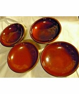 4 Japan Red &amp; Black Lacquered Hand Painted Wood Bowls 5 7/&quot;8 - $54.45