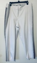 Peter Nygard Ladies White Ankle Pants Hook Zip Closure Side Stripes Lace Size 16 - £15.26 GBP