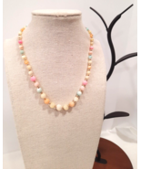 VTG Graduated Pearl look Stone Necklace Pastel Multicolor Spring Colors ... - £11.03 GBP