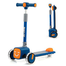 Folding Adjustable Kids Toy Scooter with LED Flashing Wheels Horn 4 Emoj... - £83.02 GBP