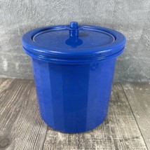 Tupperware #1683 Ice Bucket Blue With Push Button Lid 3 Piece Vintage - £7.45 GBP