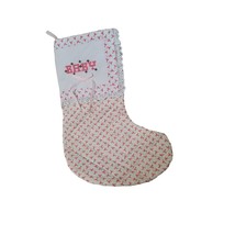 Vintage Kurt Adler Baby STOCKING Rose Buds Cotton Pink 1982 - £11.69 GBP