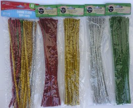 CHRISTMAS METALLIC GLITTER CHENILLE STEMS Tinsel Pipe cleaners 45 Stems/Pack - £2.39 GBP