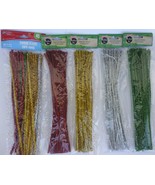CHRISTMAS METALLIC GLITTER CHENILLE STEMS Tinsel Pipe cleaners 45 Stems/... - £2.35 GBP