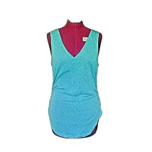 H By Bordeaux Tank Top Teal Lagoon Women Ruched Curved Hem V Neck Size S... - $44.36