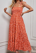 Polka Dot Smocked Tiered Sleeveless Dress - £31.26 GBP