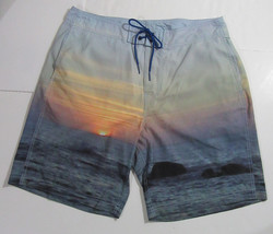 Nautica Mens Board Shorts Swim Trunks Tropical Print Blue Ocean Sunset S... - $24.99
