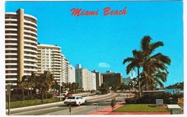Florida Postcard Miami Beach Collins Ave Skyline Of Hotels - £2.34 GBP