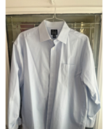 Jos A Bank Traveler Dress Shirt Men  16.5 - 34 Blue &amp; White Pinstrie Lon... - $277.05 MXN