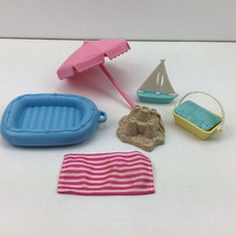 Fisher Price Outdoor Beach Summer Dollhouse Furniture Sand Castle Raft Picnic - $29.99