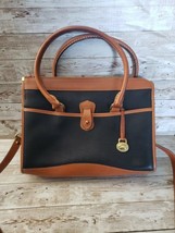 Vintage Dooney &amp; Bourke Pebble Leather Black &amp; Tan Purse / Handbag - £101.09 GBP