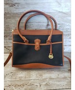 Vintage Dooney &amp; Bourke Pebble Leather Black &amp; Tan Purse / Handbag - £101.60 GBP