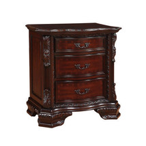1pc Traditional Nightstand End Table with Three Storage Drawers Brown Cherry - £426.87 GBP