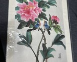 Vintage CHINESE / JAPANESE SILK Painting BIRDS &amp; BLOSSOMING FLOWERS SIGN... - £19.46 GBP