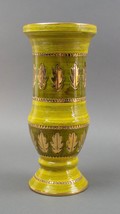 Bitossi Italy Aldo Londi Gold Leaf Motif Vase Mid Century Modern 11 3/4&quot; - £164.75 GBP