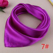 1 Women Solid Neck Neckerchief Soft Silk Bandana Square Wrap Scarf Head ... - $4.99