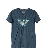 Armani Jeans Women Blue Graphic Logo Pima Cotton Short Sleeve T Shirt Si... - $17.81