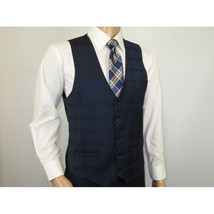 Men Suit BERLUSCONI Turkey 100% Italian Wool Super 180's 3pc Vested #Ber24 Navy image 9