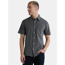George Men&#39;s Short Sleeve Knit Button Front Shirt MEDIUM (38/40) Black Soot - $18.99
