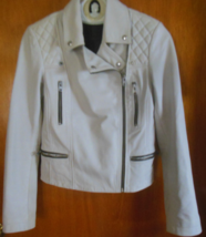 All Saints Catch Biker Leather Jacket Cream/White US Size 4 - $346.50