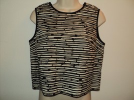 Vince Camuto S Size Small Cropped Top Black, Tan, Cream Sleeveless Lined - £16.13 GBP