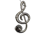 Midwest-CBK Treble Clef Ornament Metal Look W Bell Silver 4.75 in - £6.09 GBP