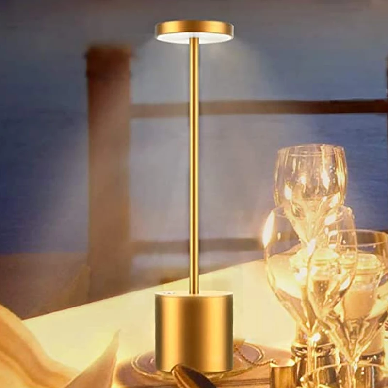 Bar Hotel Cordless Table Lamp LED Metal Desk Lamp USB Rechargeable Brightness - £18.45 GBP+