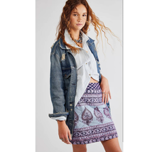 New Free People Maddy Quilted Skirt By Antik Batik $184 Small Blue Anthropologie - £60.29 GBP
