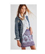 New Free People Maddy Quilted Skirt by ANTIK BATIK $184 SMALL Blue ANTHR... - £59.46 GBP