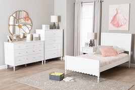 Ygritte Modern White Wood 4Pc Full Bedroom Set with Scalloped Edges - $9,509.12 MXN