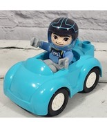 Lego Duplo Race Car Blue Vehicle With Racer Driver Figure In Helmet  - $11.88