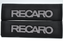 2 pieces (1 PAIR) Recaro Embroidery Seat Belt Cover Pads (Gray on Black pads) - £13.54 GBP