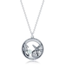 Sterling Silver Seahorse and Starfish w/Round FWP Necklace - £61.49 GBP